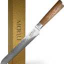 MOELLE Professional 9 Inch Serrated Knife  Kitchen Knife for Chefs/Cooks - Crafted with Damascus Steel Danish Design Ergonomic Teak Wood Handle