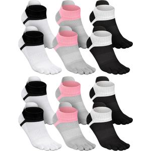 6 Pairs Women Men Ankle Toe Socks Cotton Warm Toe Separator Socks for Athletic Running (5-9, Assorted Colors)