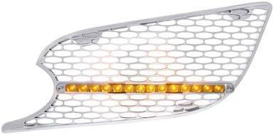 United Pacific 41776 Grille Air Intake- LH, Chrome, with LED Light, Amber LED/Clear Lens, for 2013+ Peterbilt 579