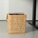 Coeusy 3 Gallon Wicker Trash Can,Small Bathroom Trash Can with Lid,Natural Water Hyacinth Wicker Waste Basket for Bedroom,Toilet,Narrow Garbage Can with Removable Liner