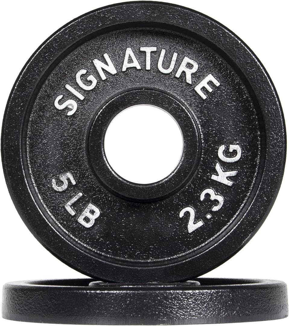 Signature Fitness Deep Dish 2-Inch Olympic Cast Iron Weight Plates with E-Coating (Black)