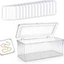 Clear Jewelry Storage Box, Acrylic Bracelet Organizer Holder with 14 Pcs 3 Inches Portable Anti Tarnish Cases, Travel Jewelry Storage for Earrings/Rings/Necklaces/Brooch (1Box+14Cases)
