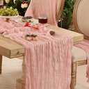Dusty Pink Table Runner Graduation Cheesecloth120 Inch Boho Rustic Gauze 10 FT Cheese Cloth Table Runners Decorations for Father's Day Birthday Baby Shower Wedding Holiday Home Party Decor