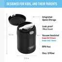 THERMOS FUNTAINER Insulated Food Jar, 10 Ounce, Kid Friendly Food Jar with Foldable Spoon, Black