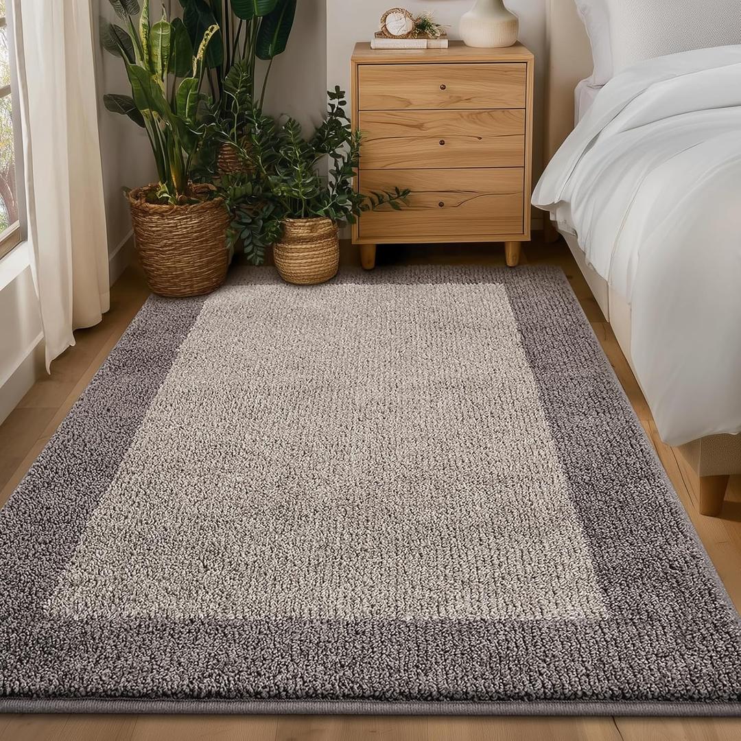 Washable Area Rug 34" x 60", Non Slip Kitchen Rug for Floor, Absorbent Entrance Runner Rug for Bedroom, Living Room, (Roll Packing) (Beige)