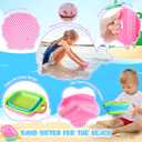 EULRGAUS Beach Toys, 6 PCS Sand Sifter for The Beach, Sand Toys with 2 Collapsible Sand Sifters Sieve, 2 Beach Shovels, 2 Mesh Beach Bags, Shark Tooth Sifter & Shell Collecting for kids Boys and Girls