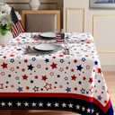 XCHI Stars America Independence Day 4th of July Memorial Day Patriotic Tablecloth Rectangle Washable Table Covers for Home Party Decorations 60x84 Inch