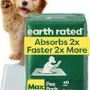 Earth Rated Puppy Pads, Max Absorbency Pee Pads for Dogs, Absorbs 2X Faster & 2X More, Leak Prevention, Potty Training, Fragrance-Free, Unscented, Regular [L], 22” x 23”, 40 Count