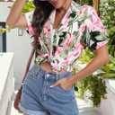 LILYCHIC Women's Hawaiian Shirts Coconut Button Summer Soft Button Down Shirts Short Sleeve (XXL)