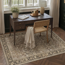 HUGEAR 3x5 Washable Area Rug for Entryway, Brown Vintage Floral ,Thick Mid Pile, Non Slip, Soft Rug for Kitchen, Bathroom, Bedroom, Door Mat