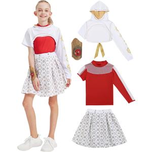 4 Pcs Zombies Costume for Girls Daywalk Costume Halloween Nova Cosplay Dress up Outfits (X-Large(11-12 Years))