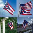 Ohio Flag Outdoor 3x5 Ft Double Sided Heavy Duty Polyester Ohio State Flag Long Lasting 4 Rows Hemming OH Flags with 2 Brass Grommets