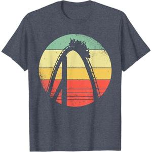 Retro Rollercoaster I Roller Coaster T-Shirt (Small, Heather Blue)