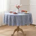 Horaldaily Blue Round Tablecloth, 60×60 Inch, Farmhouse Decor