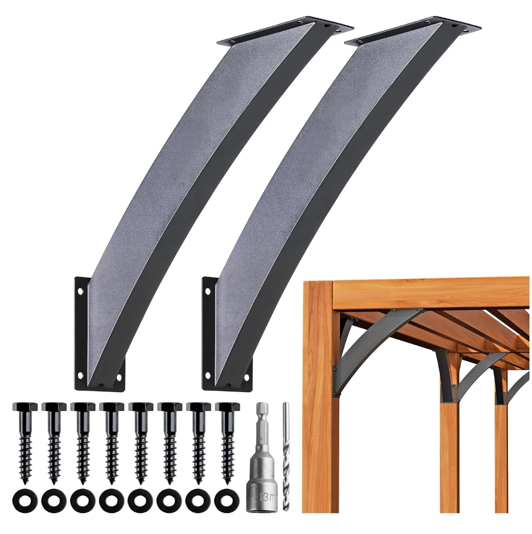 Epcee Heavy Duty 45 Degree Angle Support Bracket 2"×4" (Actual: 1.5"×3.2") Wood Beam Support Hardware Degree Post Bracket for Gazebos Pagola Porches 2Pcs