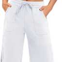 SPECIALMAGIC Cotton Sweat Shorts with Pockets for Women 10" Athletic Lounge Sports Workout Bermuda Knee Shorts (White) L