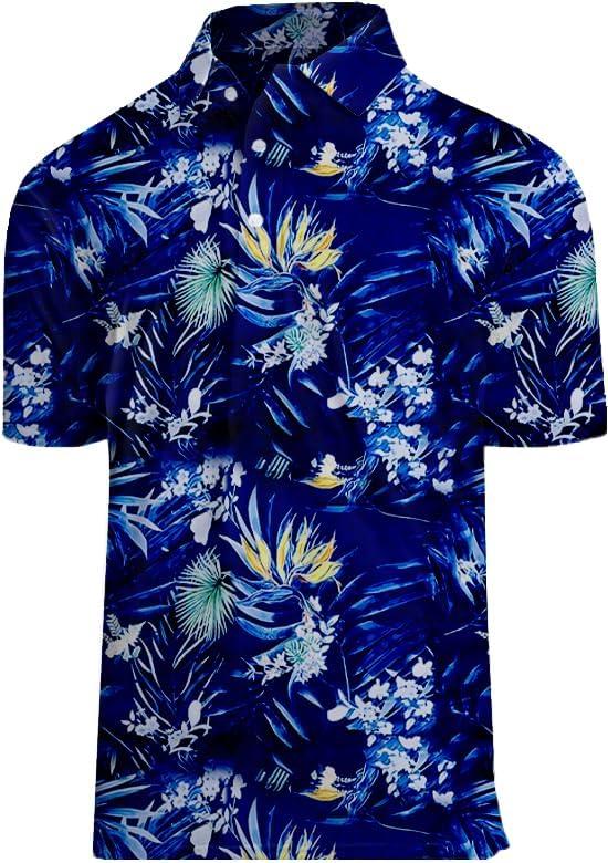 Golf Shirts for Men Printed Performance Moisture Wicking Short Sleeve Dry Fit Polo Shirts (Medium, Dark Tropic)