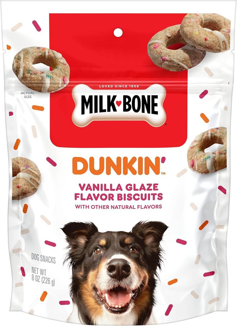 Milk-Bone Dunkin Vanilla Glaze Flavor Dog Biscuits with Other Natural Flavors, 8 Oz. Bag (EXP 09/28/26)
