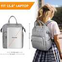 Ytonet Backpack for Women, 15.6 Inch Bookbag for Women Laptop Bookbag, Wide Open Anti-Theft Teacher Backpack College School Work Nurse Bag, Water Resistant Business Computer Bag, Grey