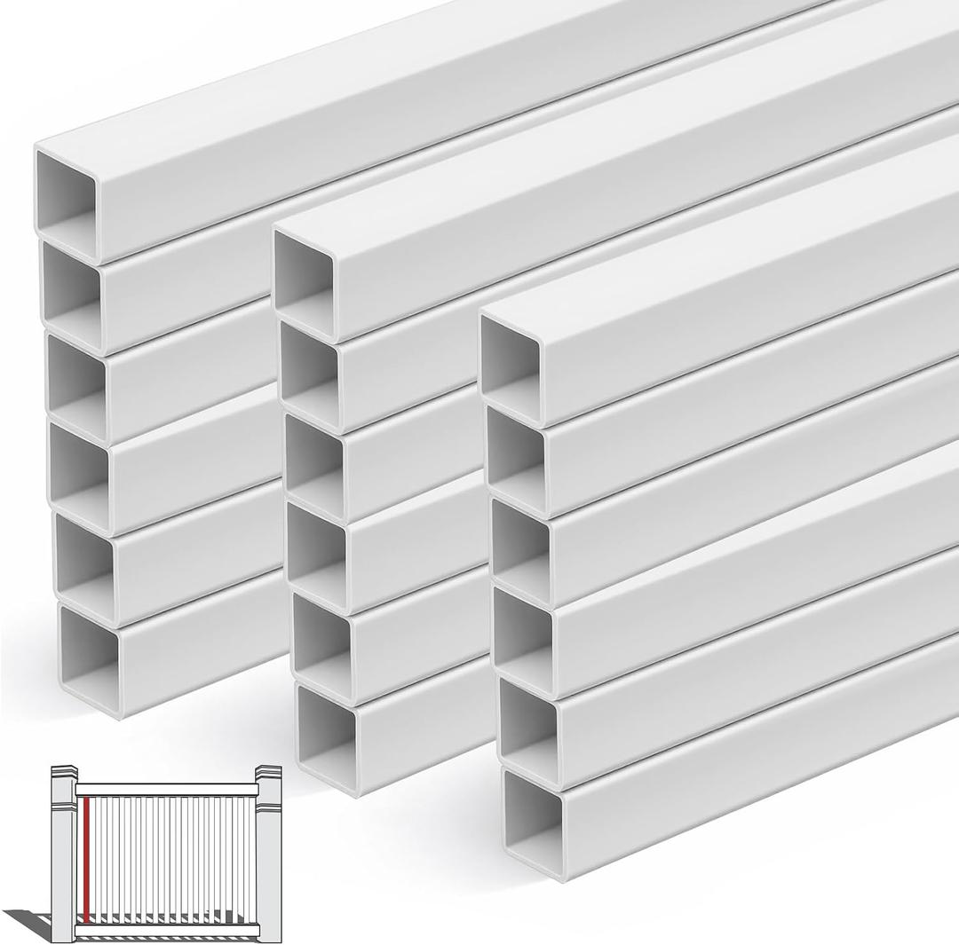 Yaocom Vinyl Railing Spindles, 1-3/8" Sq X 32", 18 Pack