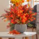 Geosar 24 Bundles Fall Artificial Flowers Artificial Outdoor Flowers UV Resistant Yellow Orange Flowers Faux Flowers Decorations Fake Plants for Autumn Home Porch Wedding Garden Decor