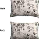 Vintage Floral Lumbar Throw Pillow Covers 12x20 Set of 2 Black Flowers Decorative Pillow Cover Roses Outdoors Pillowcase Cushion Case Home Decor for Sofa Couch Bed Bedroom