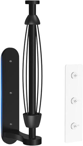 Magnetic Paper Towel Holder for Fridge - No Drill, One Hand Tear with Ratchet Mechanism, Black, Self-Adhesive & Wall Mount for Kitchen, RV, Garage