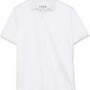 Izod Boys School Uniform Short Sleeve Polo Shirt, Button Closure, Moisture Wicking Performance Material, Medium