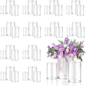 36pcs Glass Vase Cylinder for Centerpieces Small Flower Glass Clear Home Decor Centerpiece Table Flower Vase Decorations for WeddingHoliday 4,4.7,6Inch Tall
