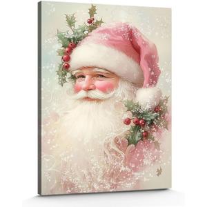 2 x GSPQAZ Vintage Santa Claus Christmas Wall Art - Festive Holiday Decor Canvas Print for Home or Office 12x18inch-Unframed