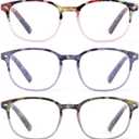 JM Blue Light Reading Glasses for Women with Spring Hinge, Classic Square Reader Glasses Ladies Mix Color 5 Packs +1.75