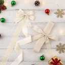 Crowye 14 Pcs Valentine's Day Cabinet Ribbons Bows Include 2 Pcs 14 x 6.6 Ft Large Valentine's Day Door Bows Ribbons Decorations for Party Home Kitchen Gifts Supplies(Beige,Velvet,Novel)