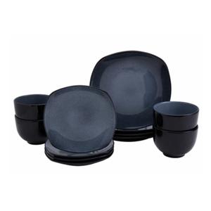 Tabletops Gallery Gabrielle Dinnerware Set - Black 12 Pcs