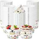 Nuanchu 100 Pack 9 oz Wildflower Graduation Ice Cream Cups 2026 Congrats Grad Disposable Paper Cups for Dessert Treat Bowls for Snacks Soup Hot Cold Food Congrats Grad Class of 2026 Decorations