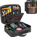 GRAOSO Water-resistant Utility Pouch, Multi-Purpose Tool Bag for Electronic | for First Aid, Durable Leather Thermocompression Design, with Removable Binder and Divider, Black