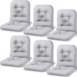 Chunful Back Chair Cushion Outdoor Indoor Tufted Seat/Back Patio Seating Cushions Weather Resistant Patio Rocking Pads for Outdoor(Light Gray,6 Pcs)