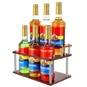SHILFID Coffee Syrup Organizer Rack,2-Tier Coffee Syrup Stand Holder for Coffee Station Countertop,6 Bottles Storage Display Shelves for Wine, Dressing Cocktail in Coffee Bar