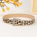 2 x FGSS Women's Leopard PU-Leather-Belt - Fashion Waist Belt with Chic Metal Buckle for Jeans Dress Pants (28"-38")