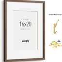 Yaetm 16x20 Picture Frame with Mat for 11x14 - Solid Walnut Wood 16 x 20 Frame for Poster & Art Print, Lightweight, Horizontal and Vertical Wall Hanging for Photo Gallery (Single, Walnut)