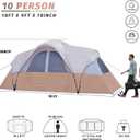 UNP Camping Tent 10-Person-Family Tents, Parties, Music Festival Tent, Big, Easy Up, 5 Large Mesh Windows, Double Layer, 2 Room, Waterproof, Weather Resistant, 18ft x 9ft x78in