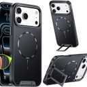 Magnetic & Seamless Stand for iPhone 17 Pro Case, Telescoping Handle Invisible Adjustable Kickstand & Ring Holder,Fit for MagSafe,Camera Control,Premium Matte Phone Case for 17 Pro(Black)