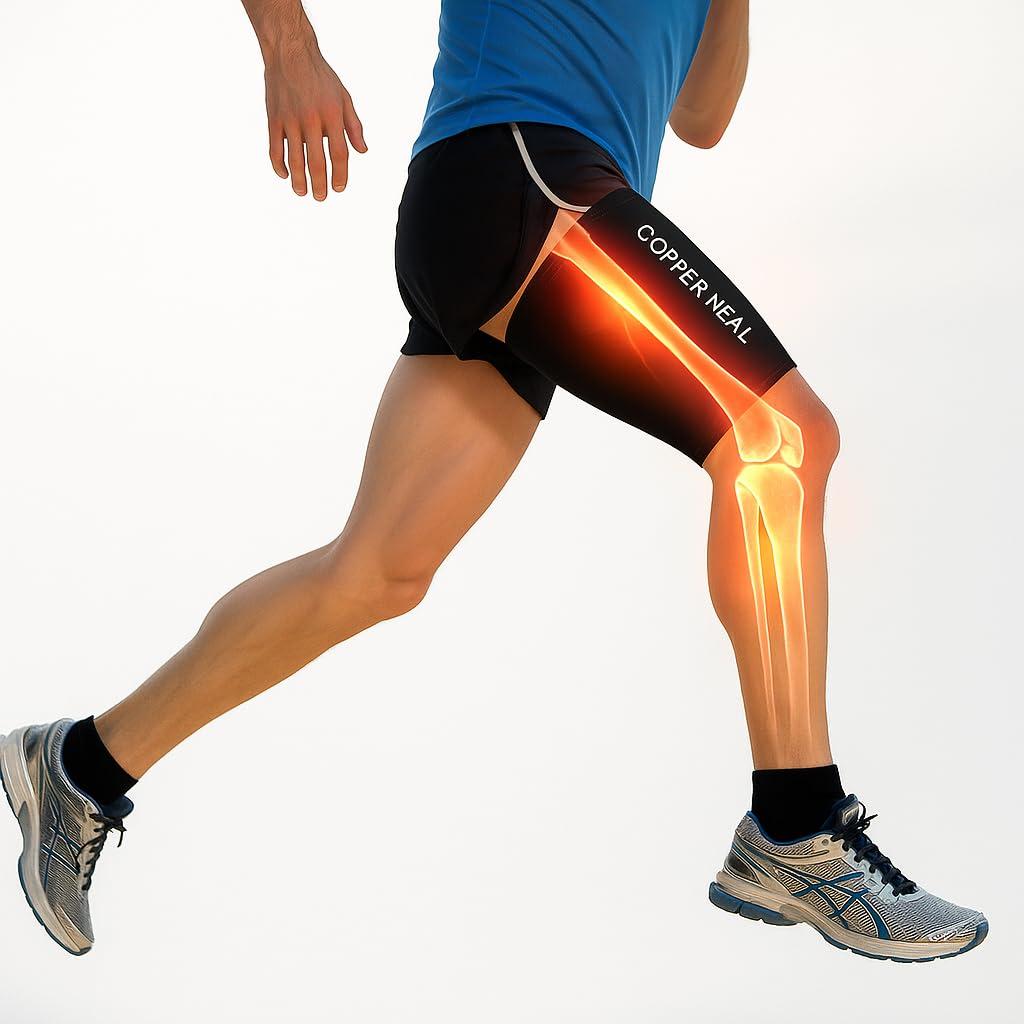 COPPER HEAL THIGH Compression Recovery Sleeve Recover from Sore Pulled Hamstring & Groin Strain Sprains Tendinitis Injury Quadriceps Muscle Tear Quad Support Sports workout Soccer leg (Large (Pack of 1))