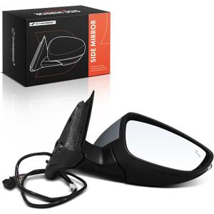 A-Premium Passenger Side Power Door Mirror - Compatible with Volkswagen Passat 2016 2017 2018 2019 2020 - Heated Power Folding Black Outside Rear View Mirror w/Turn Signal and Blind Spot Detection