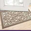 DEXI Front Door Mat Indoor Entryway, Inside Welcome Entrance Doormat Low Profile Thin, Non Slip Washable Entry Mats for House Floor Dirt Trapper, 32x48, Brown