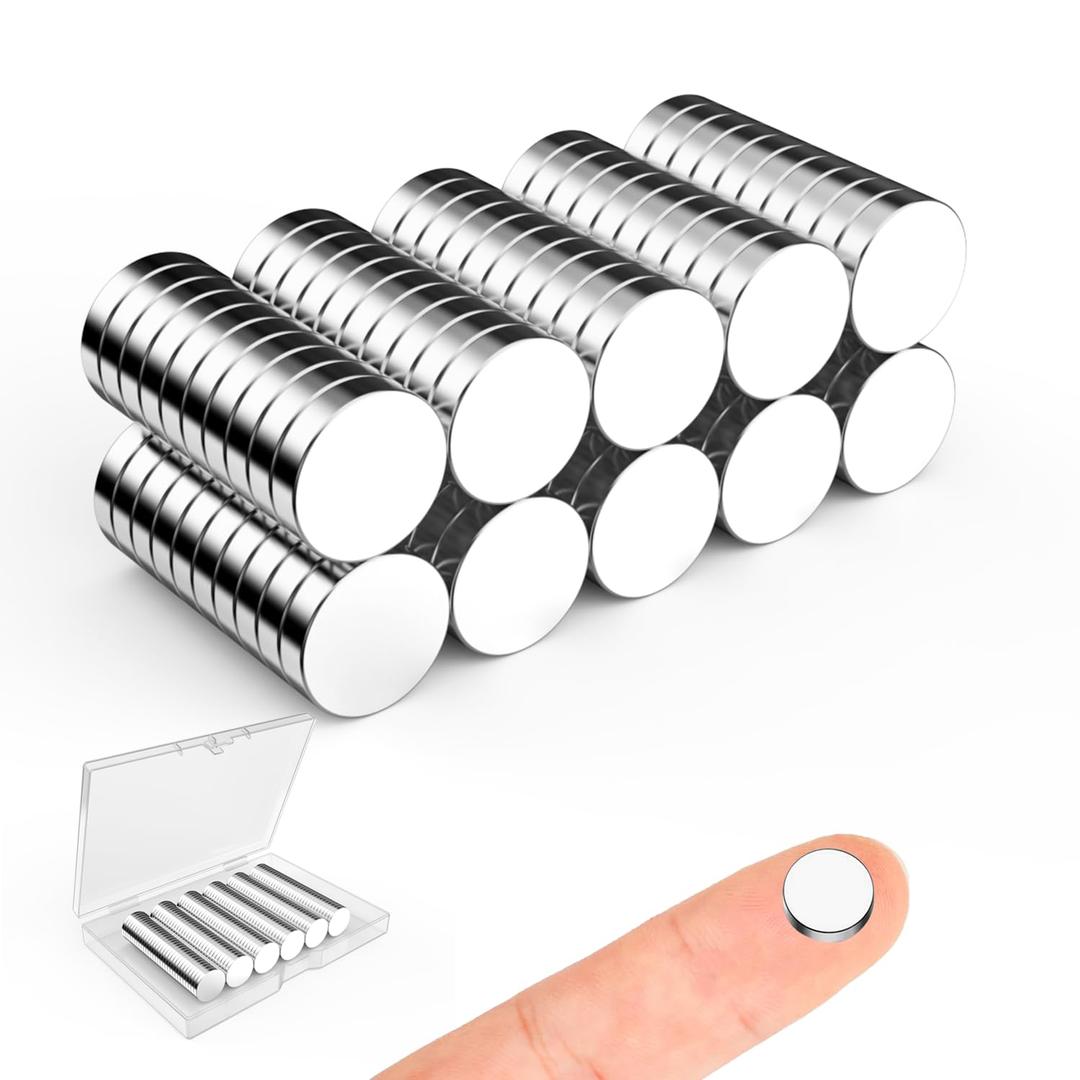 Round Craft Magnets, Caturledas 100 Pack 9x2mm Small Round Magnetic Rare Earth Neodymium Magnet, Silver