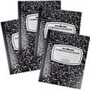 4E's Novelty College Ruled Composition Notebooks 4 Pack - Hard Cover 100 Sheets 9.75" x 7.5" for Notetaking, Black Marble Bulk Compositon Book, Back to School Supplies For Students Boys Girls & College by 4Es Novelty