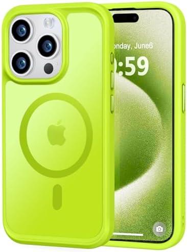 MOCCA Strong Magnetic for iPhone 15 Pro Case, [Compatible with Magsafe][13FT Military Drop Protection] Slim Translucent Matte Shockproof Case for iPhone 15 Pro Phone Case 6.1'', Lime Green