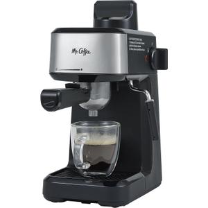 Mr. Coffee 4-Shot Steam Espresso Cappuccino and Latte Maker with Stainless Steel Frothing Pitcher, Black