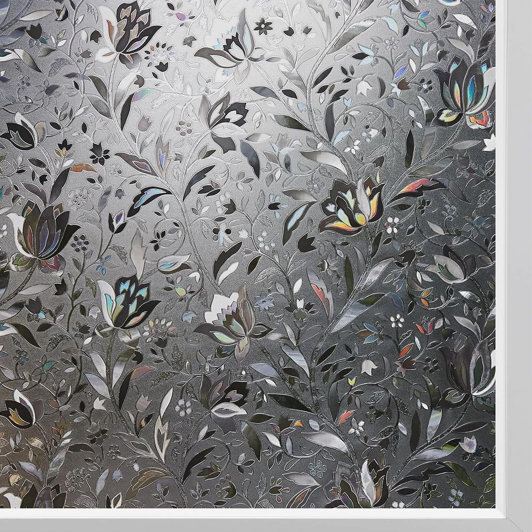 Kromapolis Window Privacy Film, Stained Glass, Grayish Black 35.4″ x 157.4″, 35.4In x 157.4In