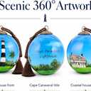 LiBien Santa Beach Inside Painted Glass Ornament - 3.15'' Hand Art Collectible - Tropical Summer Decor for Beach Lovers, Birthdays, Mother's Day & Coastal Home